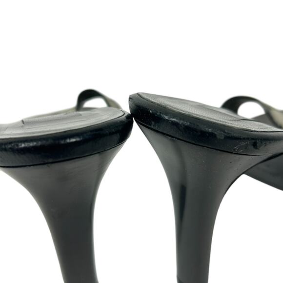 Gucci Tom Ford GG Gray Monogram Block Open Toe Heel 6.5 - Picture 5 of 8